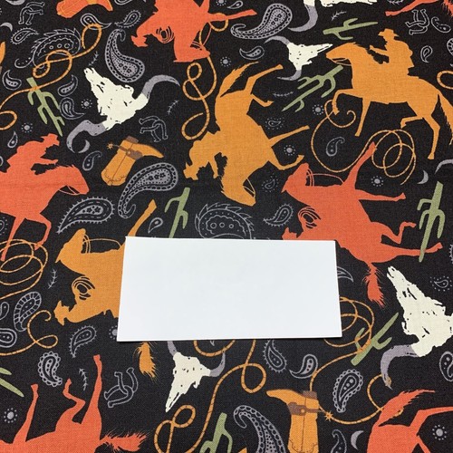 Cowboy Western Roping Fabric Remnant By Hancock Fabrics Horses Boots Rust Black - Picture 9 of 15