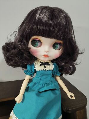 12'' Blythe doll Nude dark purple hair matte face Joint body Hand Painted makeup