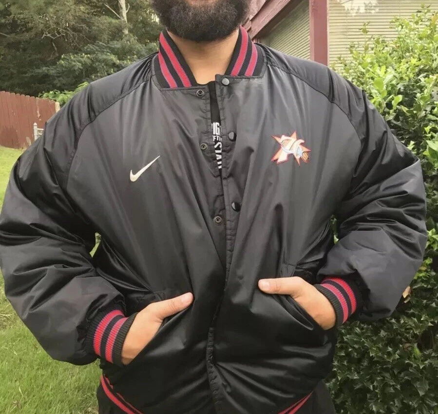 Philadelphia 76ers Sixers Nike Team Satin Black Varsity Jacket NBA