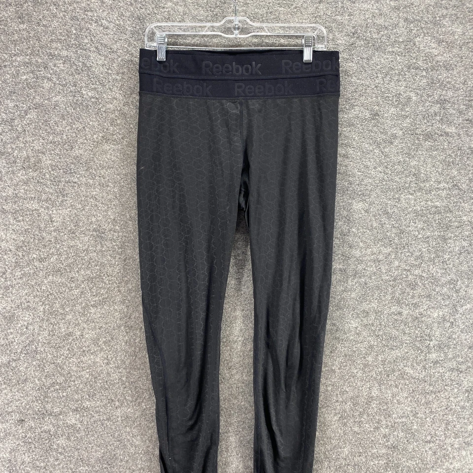 Leggings Reebok Mujer L Grandes Negros Tirar Alto Capri Cintura Elástica Ajustados Foto 3 de 4