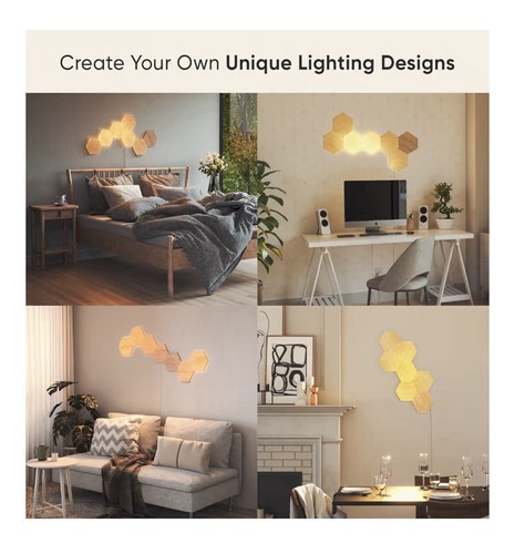 Apple Nanoleaf Elements Wood Look Hexagon Smarter Kit And 7 Panel 3 Packs 21 Hex - Picture 4 of 4