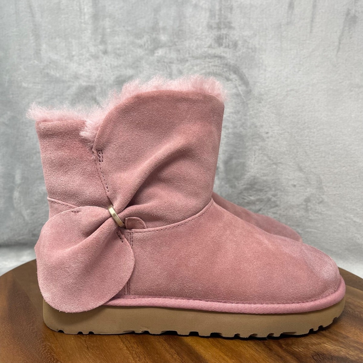 Ugg Australia Boots Womens 6 Pink Dawn Suede Classic Mini Twist 