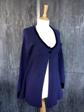 OUT OF XILE CARDIGAN SIZE 3, DEEP PURPLE COLOUR VELVET TRIM, SINGLE BUTTON FRONT