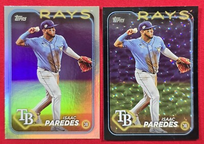 2024 Topps Series 2 ISAAC PAREDES #392 Super Box Black Foil + Rainbow Foil Rays