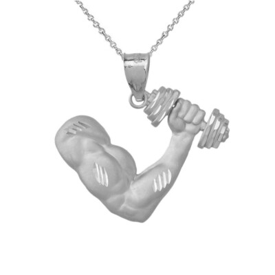 Flexing Bizeps Anhänger Halskette in Sterlingsilber