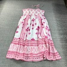 New Oliphant Dress Womens Small  1025V Tie Strap Midi Smocked Back Lined Casual