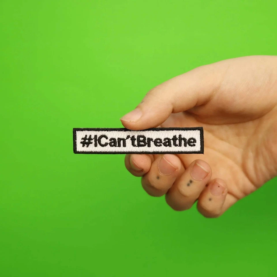 Black Power Fist & #ICan'tBreathe Box Logo Combo Embroidered Iron On Patches - Image 3 of 3