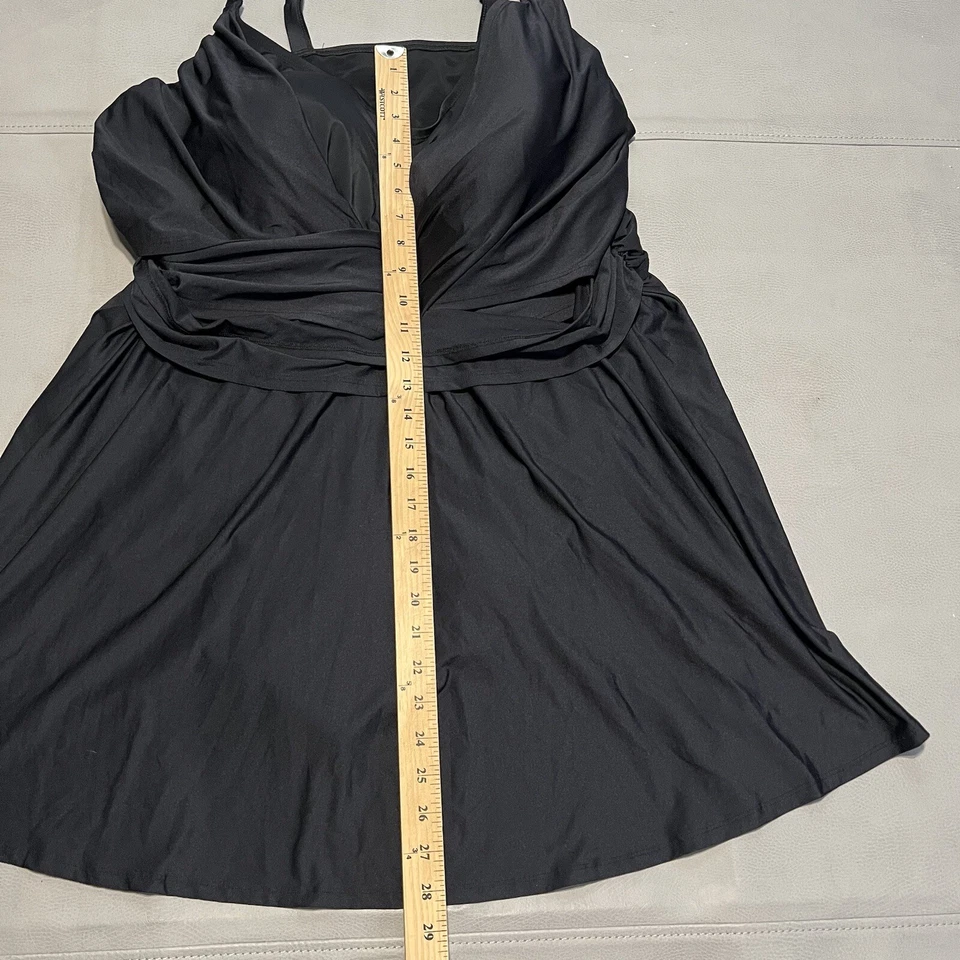 Traje de baño Catherines negro de una pieza vestido de baño Rouche sujetador incorporado Plus 30W-8536 Foto 2 de 4