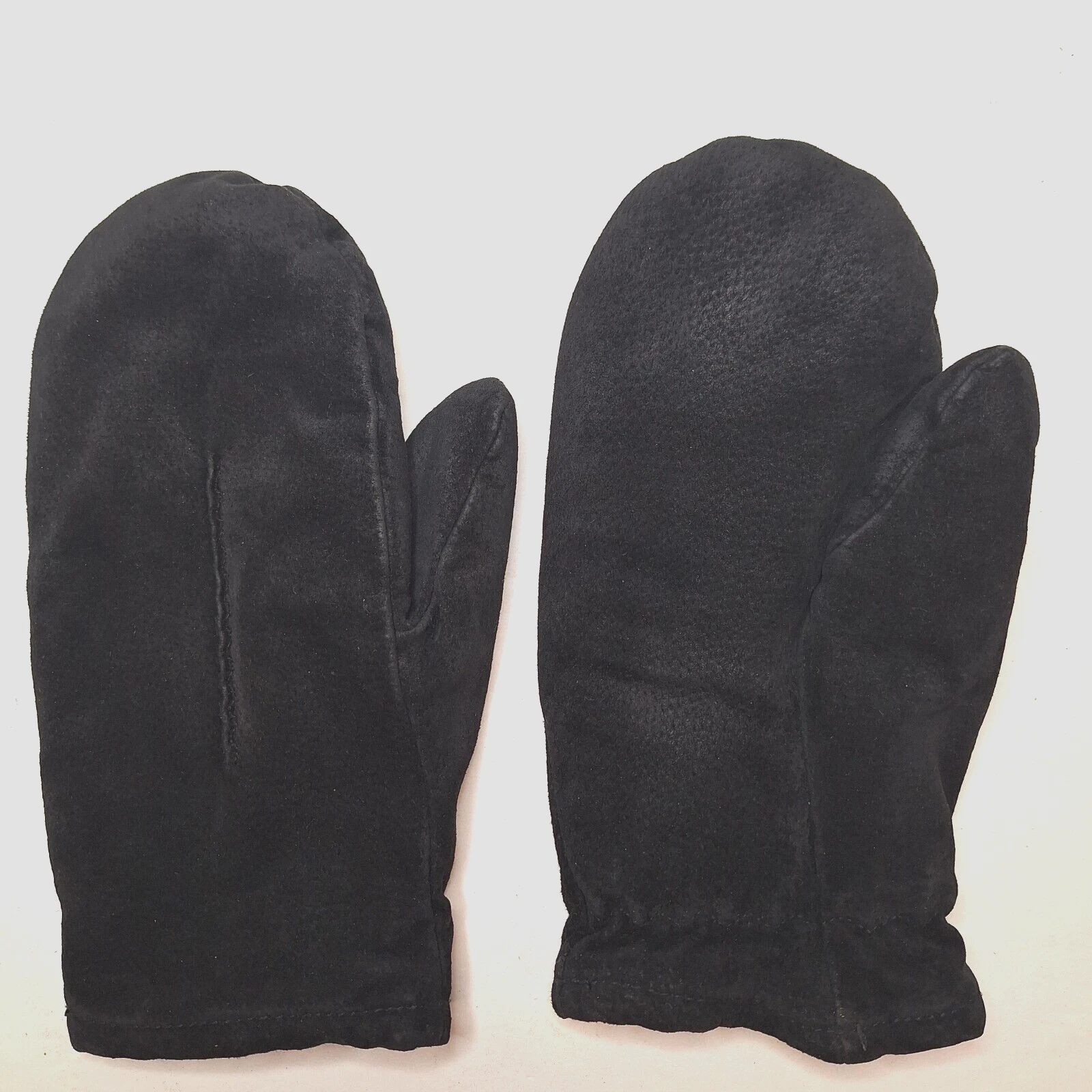 Grandoe Mittens Womens Large Black Suede Leather Lined Vintage