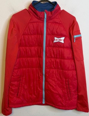 SONIC DRIVE IN Red Puffer Jacket Coat Red Jacket Nylon Blend MEDIUM Restaurant