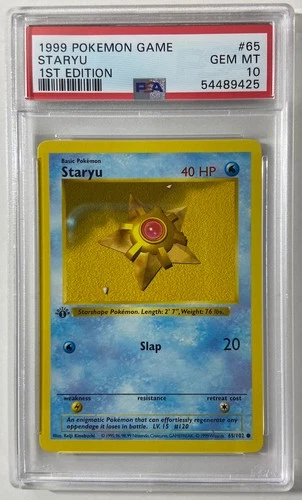 Pokemon - Base Set 1st Edit. 1999 Shadowless "STARYU" PSA 10 Gem/Mint #65/102.