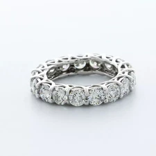 Eternity Wedding Ring Trellis Solid 14K Gold 5.50 CT Round Natural Diamond F VS2