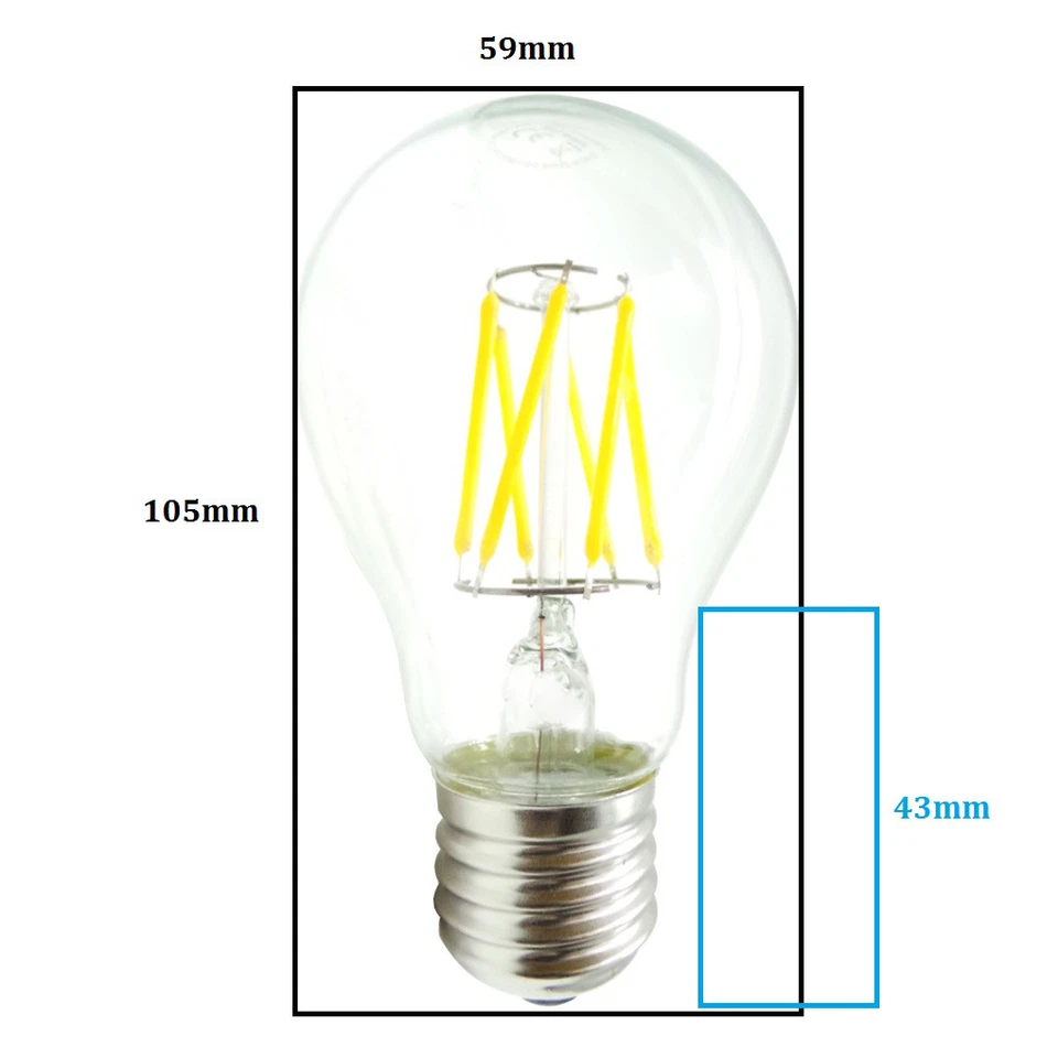 Lampadina a Led Filamento Edison E27 8W Attacco Grande A60 BUL-8W - Immagine 2 di 3