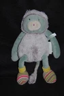 ?Plush blanket cat MOULIN ROTY Les Pachats green grey 24 cm VGC