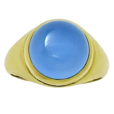 18K Gold Over Brass Blue Quartz Ring s.8.5 Jewelry RM-1115