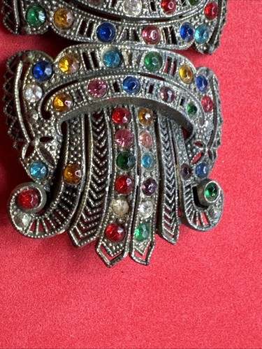 Vintage Gold Tone Victorian Women's Belt Buckle with Multicolor Rhinestones - Picture 7 of 8