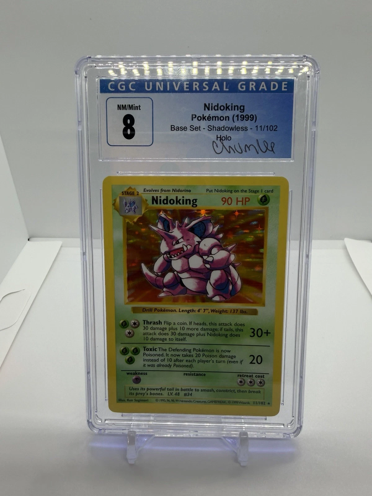 Nidoking 011/102 Base Set (Shadowless) Holo CHUMLEE Pedigree CGC 8