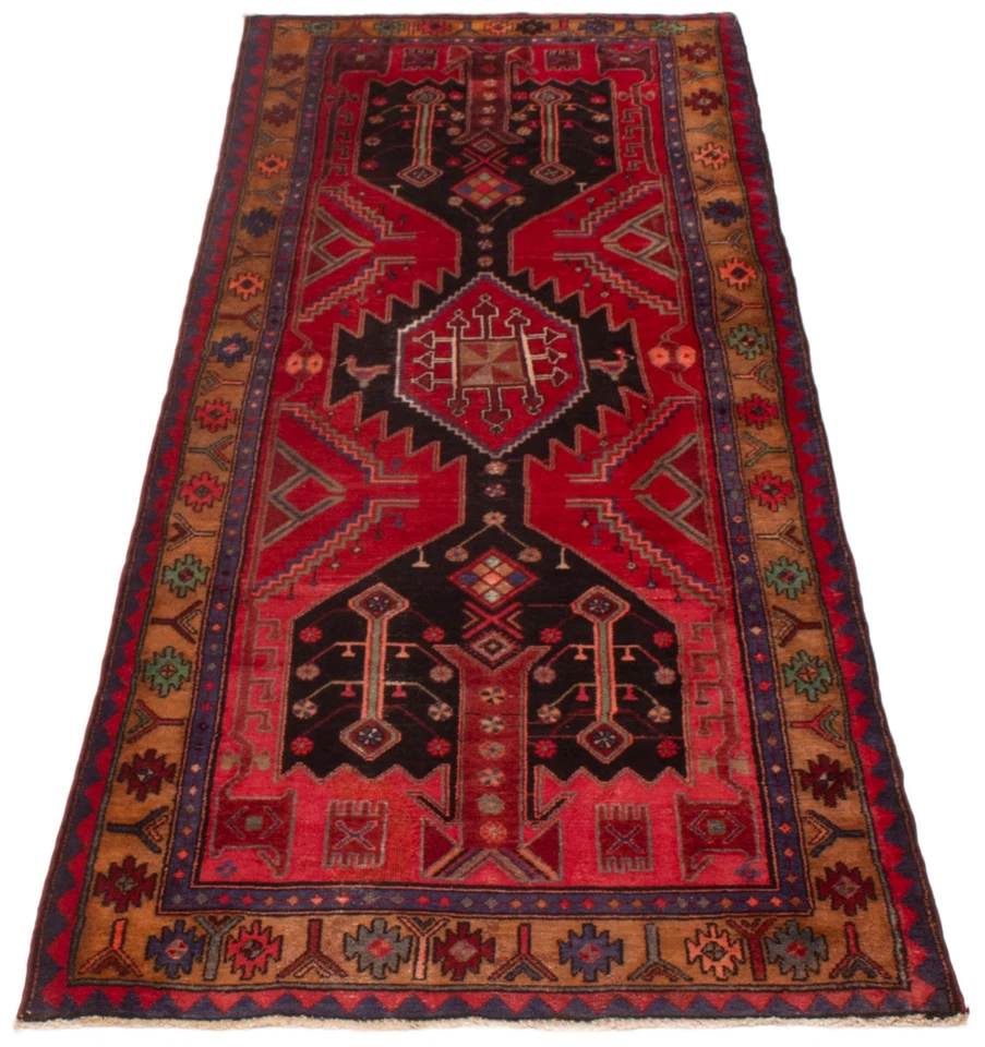 Alfombra de corredor vintage anudada a mano alfombra de lana oriental tradicional de 3'6" x 9'0" Foto 3 de 4