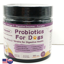 Probiotics for Dogs, Freeze-Dried Dog Probiotics and Digestive Enzymes, 120ct