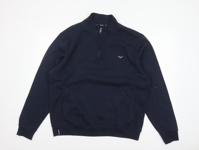 Sweatshirt Herren UK Größe XL Threadbare Blau 1/4 Reißverschluss