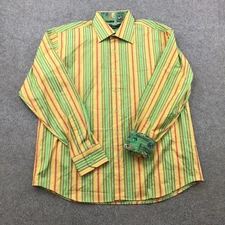 Visconti Uomo Shirt Mens Large Multicolor Stripe 2 Ply Mercerized Cotton