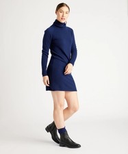 NWT! Quince Mongolian 100% Cashmere Navy Turtleneck Sweater Dress! Sz. M (H89)