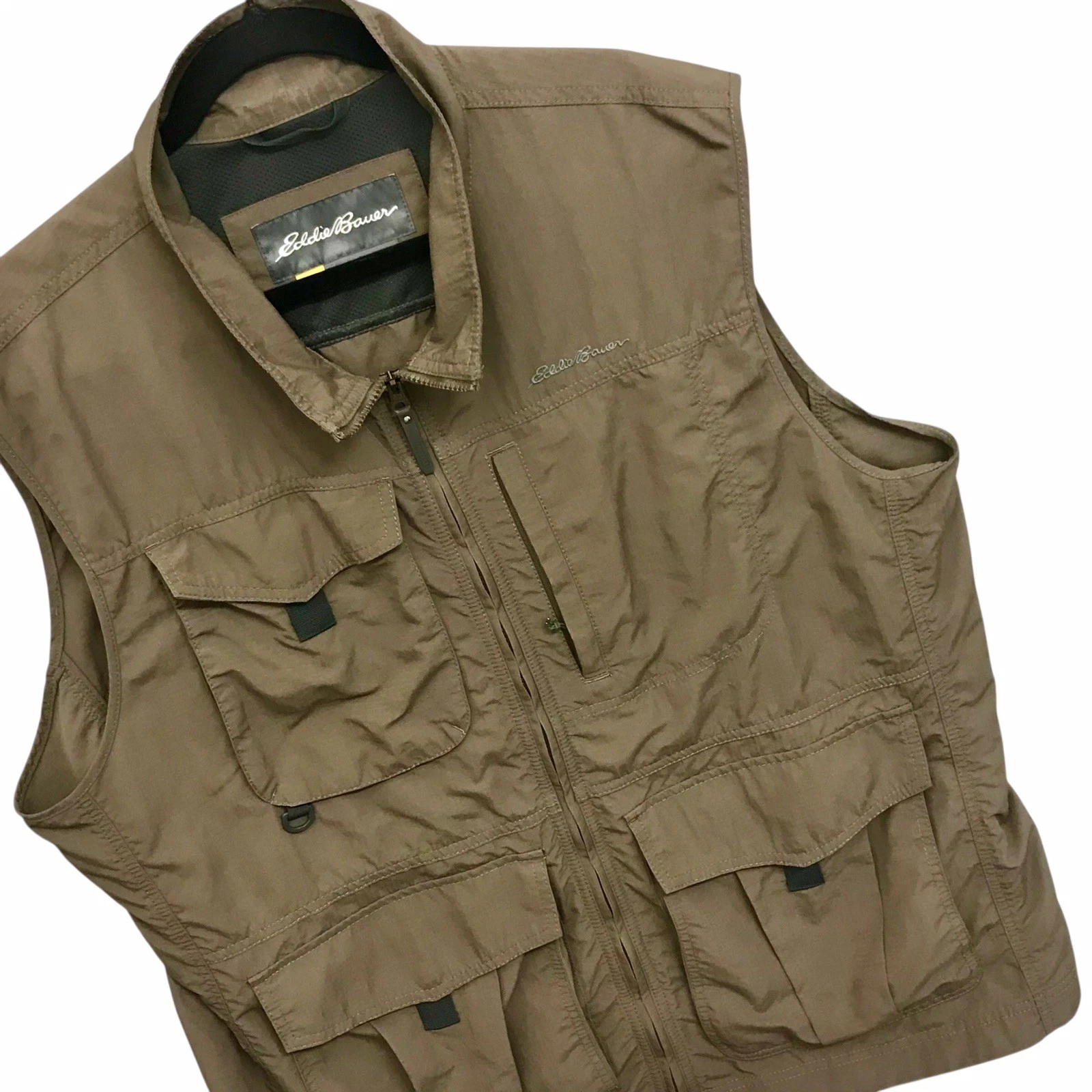 Eddie Bauer Travex Utility Vest Ripstop Full Zip Hiking Fishing Travel Men’s XL