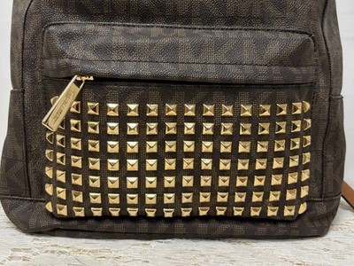 Michael Kors Large Jet Set Studded Zipper Brown Gold PVC  display picture 1