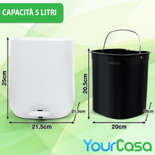 Pattumiera Da Bagno Con Coperchio A Pressione - 10 Litri, Sottile E A Prova Di Animali - Foto 10