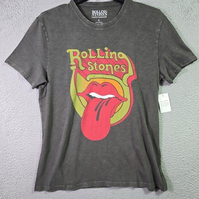 LUCKY BRAND Rolling Stones Mens Large Green Rock Casual Lips Music Concert NWT