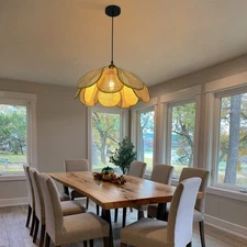 Rattan Pendant Light, Petal Chandelier, Hanging Pendant Light