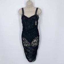 Mapalé Women's NEW Show Stopper Lacey Mini Dress Faux Leather Straps Sz L Black