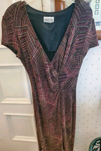 Sexy Robbie Bee vintage size 10 Dress Metalic Thread Body Hugging So Cute - Picture 2 of 10