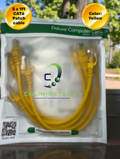 Cat6 Patch Network Cable RJ45 Ethernet 1ft 5Pack Pure Copper Black/Yellow 2 Lot