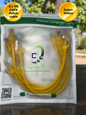 Cat6 Patch Network Cable RJ45 Ethernet 1ft 5Pack Pure Copper Black/Yellow 2 Lot