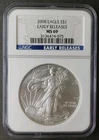2008 $1 American Silver Eagle Dollar NGC MS69