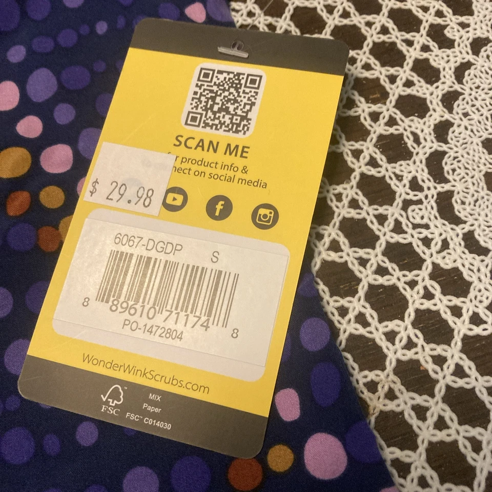 Wonder Wink Teal & Wine Purple Scrub Top Size S NWTS Ladies W/zip Pocket - Image 4 of 4