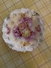 R. S. Germany Pink Floral Berry Bowl - Excellent