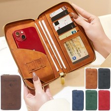 Slim Leather Travel Passport Wallet Holder RFID Blocking ID Card Case Cover US
