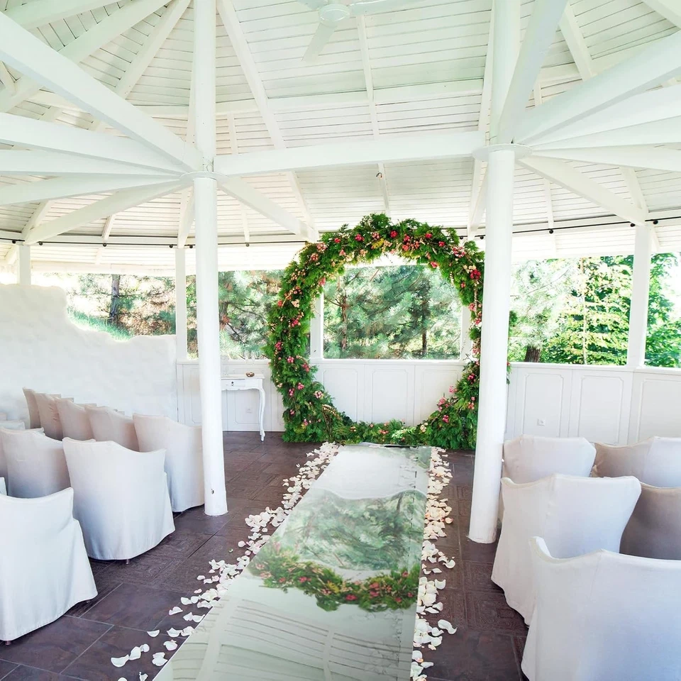 Mirror Rug Aisle Runner Wedding Decor Silver Reflective Carpet 3.3x98.4 ft - Image 4 of 4