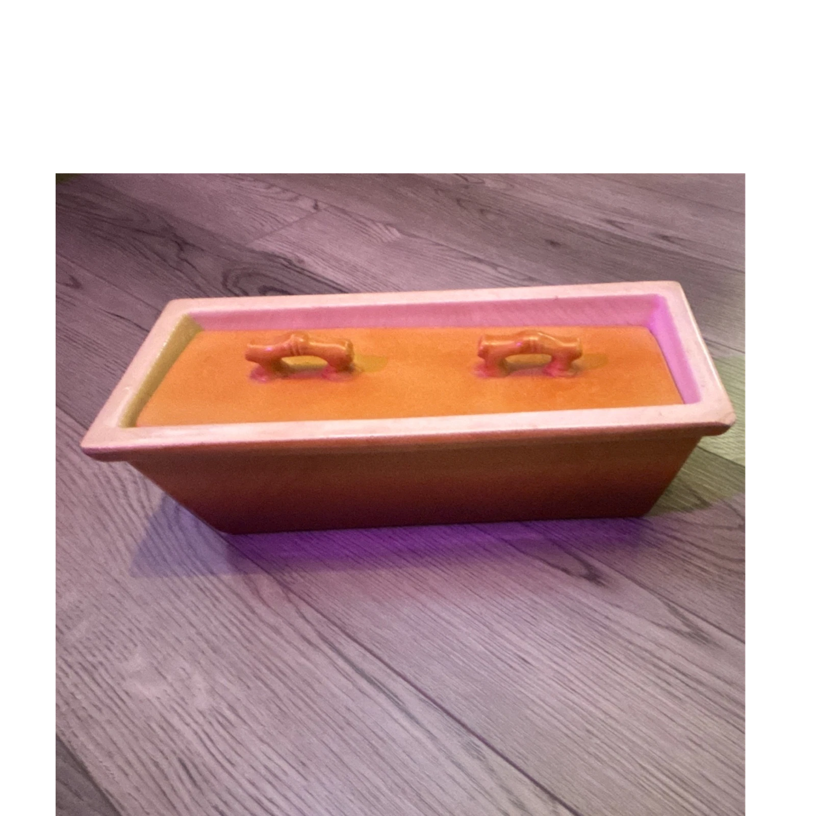 Bridge Kitchenware Earthenware Pate Terrine Mold Weighted Bamboo Lid FRANCE