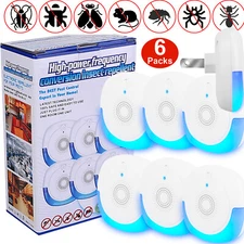 6PCS Ultrasonic Pest Repellers Plug-In Pest Control Home Bug Rat Spider Roaches