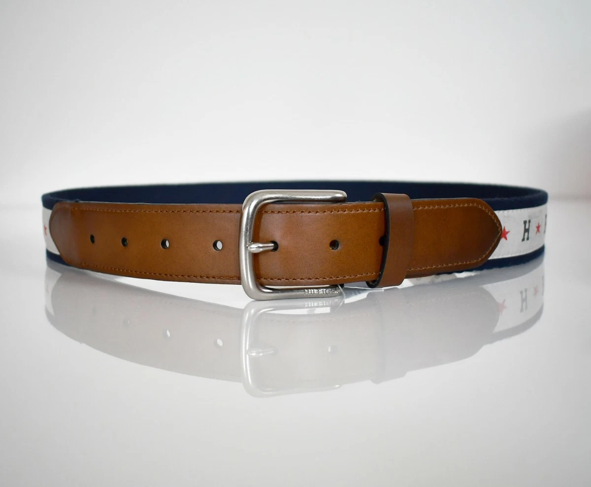 Tilstedeværelse fløde Litteratur New TOMMY HILFIGER H LOGO STAR Textile Canvas Men&#039;s Belt 34/36/M  38/40/L | eBay