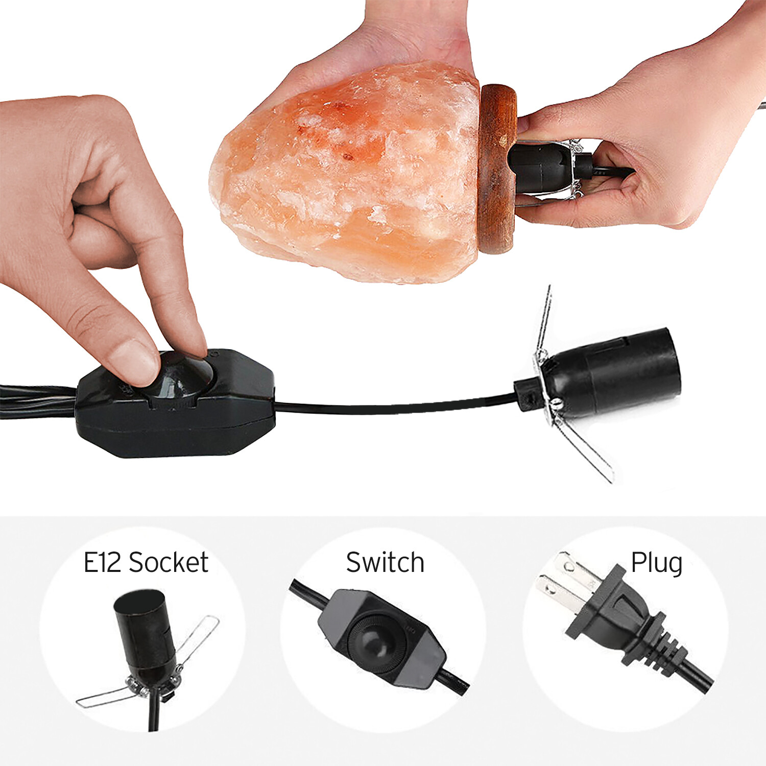 Betus Salt Lamp Cord with Dimmer Control - Power Cord for Crystal Salt Lamps