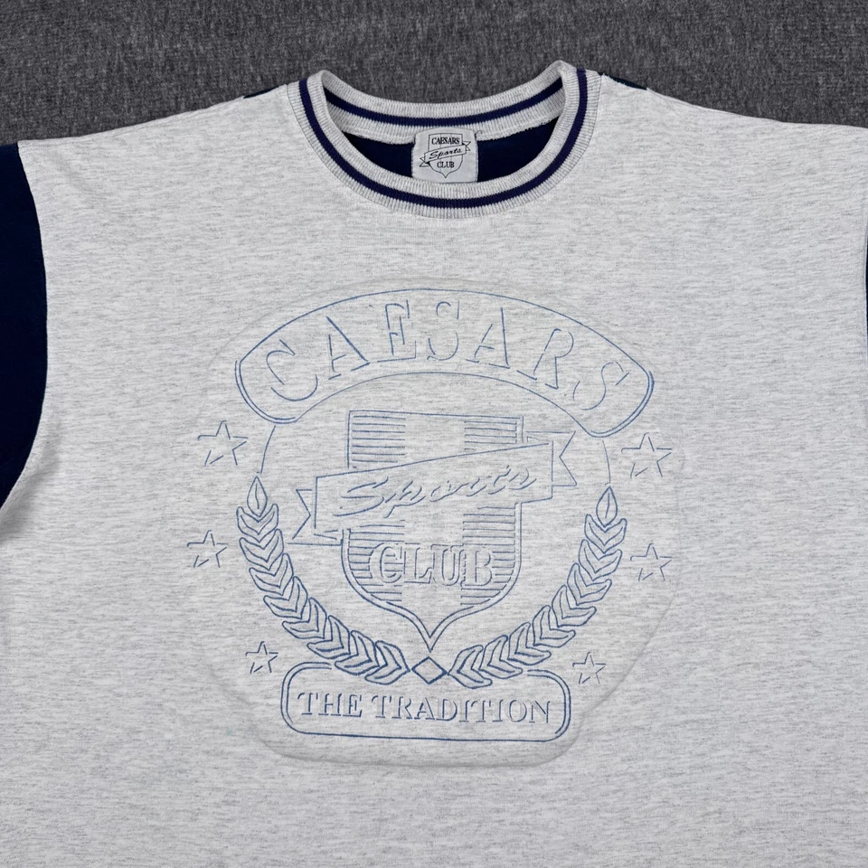 Vintage Caesars Sports Club T-Shirt Men's Large Gray Gambling Bet Sports Flock - Image 2 of 4