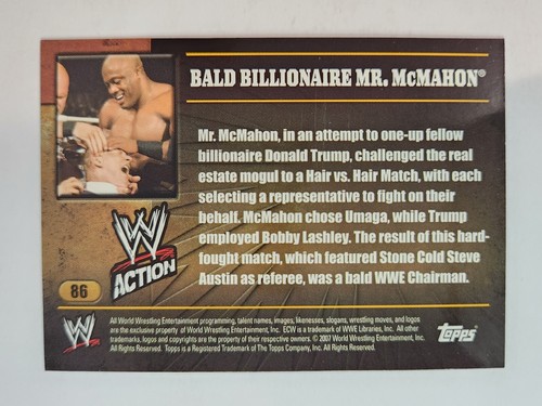 2007 Topps WWE Action #86 BALD BILLIONAIRE MR. McMAHON - Picture 2 of 2