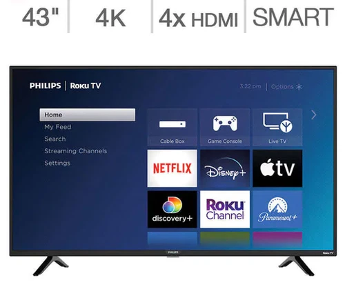 Philips 43" Class - 5000 Series - 4K UHD LED LCD Smart TV with Roku