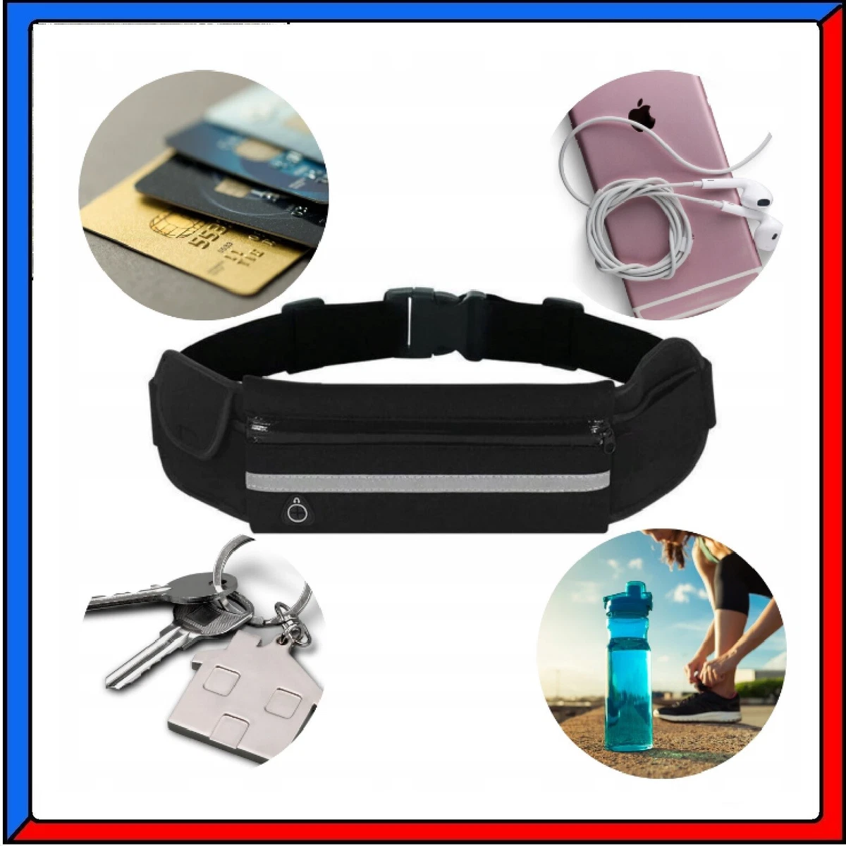 Marsupio Running Uomo Donna Impermeabile, Cintura Sportiva Regolabile Con Foro Per Cuffie, 24x12x4 Cm, Per Corsa, Escursioni, Viaggi (Viola)