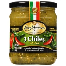 Casa Martinez 3 Chiles Salsa - Vegan, Gluten Free, All Natural (Pack of 3)