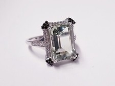 JTV Green Prasiolite Rhodium Over Sterling Silver Ring 6.70ctw Sz 10